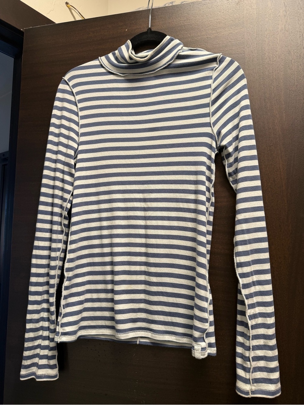 Free People Striped Long-Sleeve Turtleneck Top - Blue
